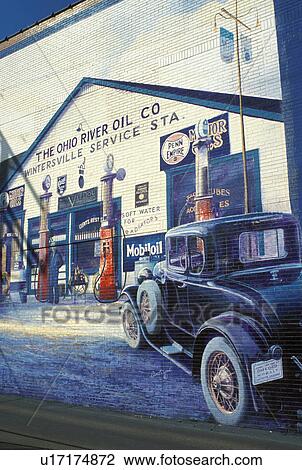 wall mural, OH, Ohio, Steubenville, A wall mural depicting historical scenes is part of Steubenville's City of Murals. View Large Photo Image Stock Image - wall mural, OH, Ohio, Steubenville, A wall mural depicting historical scenes is part of Steubenville's City of Murals.. Fotosearch