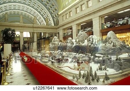 Stock Image -  Washington, DC, District of Columbia, A Norwegian Holiday, a Christmas decoration, inside Union Station in Washington D. C.. Fotosearch