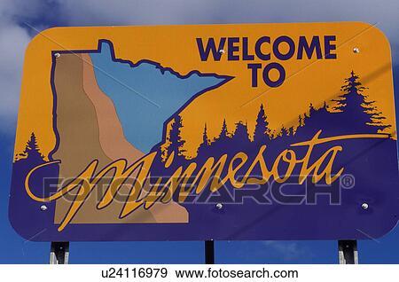 Stock Photo -  welcome sign, MN, Minnesota, Welcome to Minnesota sign.. Fotosearch