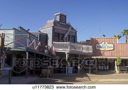 Stock Image -  wild west town, Scottsdale, Arizona, AZ, Replica of a Western Town, Rawhide a 1880's re-creation, in Scottsdale.. Fotosearch
