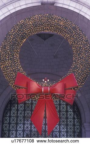 wreath, Union Station, Washington, DC, District of Columbia, Large Christmas wreath decorates Union Station in Washington D. C. View Large Photo Image Stock Photo - wreath, Union Station, Washington, DC, District of Columbia, Large Christmas wreath decorates Union Station in Washington D. C.. Fotosearch