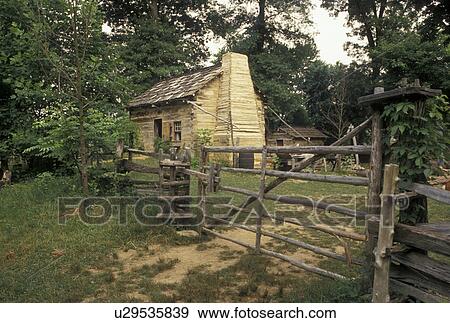 Stock Photo -  Abraham Lincoln, IN, Indiana, Living Historical Farm at Lincoln Boyhood National Memorial in Indiana.. Fotosearch