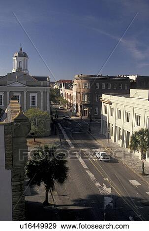 aerial, Charleston, South Carolina, SC, Aerial view of The Old Exchange & Provost Dungeon along East Bay Street in Charleston in the spring. View Large Photo Image Stock Photo - aerial, Charleston, South Carolina, SC, Aerial view of The Old Exchange & Provost Dungeon along East Bay Street in Charleston in the spring.. Fotosearch