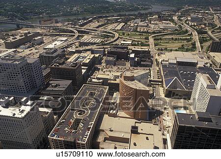 aerial, Cincinnati, OH, Ohio, Aerial view of downtown Cincinnati from Carew Tower Observatory. View Large Photo Image Stock Image - aerial, Cincinnati, OH, Ohio, Aerial view of downtown Cincinnati from Carew Tower Observatory.. Fotosearch