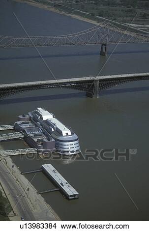 aerial, St. Louis, MO, Missouri, Aerial view of the Mississippi River from the Gateway Arch in Saint Louis. View Large Photo Image Picture - aerial, St. Louis, MO, Missouri, Aerial view of the Mississippi River from the Gateway Arch in Saint Louis. . Fotosearch