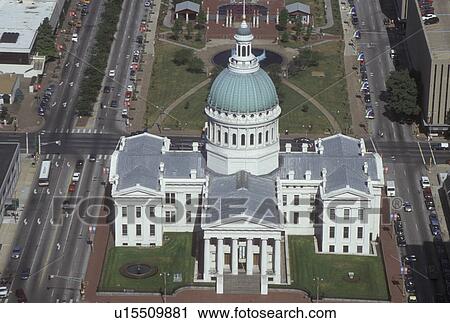 aerial, St. Louis, MO, Missouri, Aerial view of the Old Courthouse from The Gateway Arch in Saint Louis. Jefferson National Expansion Memorial. View Large Photo Image Stock Image - aerial, St. Louis, MO, Missouri, Aerial view of the Old Courthouse from The Gateway Arch in Saint Louis. Jefferson National Expansion Memorial. . Fotosearch