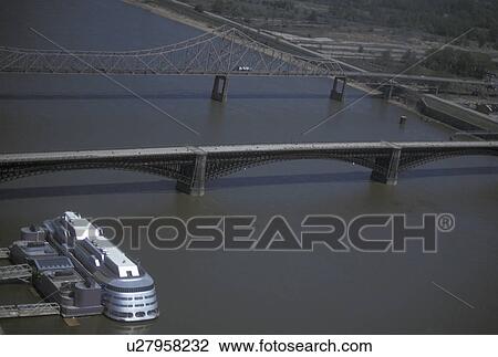 aerial, St. Louis, MO, Missouri, Aerial view of the Mississippi River from the Gateway Arch in Saint Louis. View Large Photo Image Stock Image - aerial, St. Louis, MO, Missouri, Aerial view of the Mississippi River from the Gateway Arch in Saint Louis. . Fotosearch