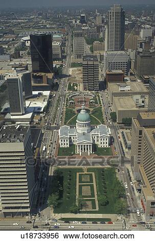 aerial, St. Louis, MO, Missouri, Aerial view of the city of Saint Louis from the Gateway Arch. View Large Photo Image Stock Photograph - aerial, St. Louis, MO, Missouri, Aerial view of the city of Saint Louis from the Gateway Arch. . Fotosearch