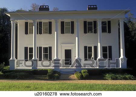 Stock Photo -  antebellum, mansion, Madison, GA, Georgia, Antebellum house in Madison. Fotosearch