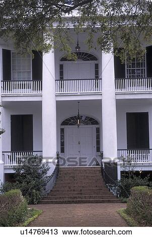 Stock Image -  antebellum, Natchez, MS, Mississippi, Spring Pilgrimage at the Rosalie House at The Natchez Pilgrimage. . Fotosearch