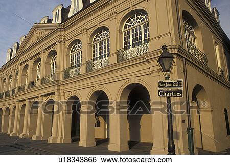 arcades, New Orleans, French Quarter, Louisiana, LA, The Cabildo along Chartres Street in the French Quarter of New Orleans. View Large Photo Image Stock Photograph - arcades, New Orleans, French Quarter, Louisiana, LA, The Cabildo along Chartres Street in the French Quarter of New Orleans. . Fotosearch