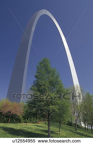 Stock Photography -  arch, Gateway Arch, St. Louis, MO, Missouri, The Gateway Arch, Jefferson National Expansion Memorial, in Saint Louis in the spring. Gateway to the West.. Fotosearch