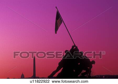 Arlington, Iwo Jima, Virginia, VA, U. S. Flag, Washington, DC, District of Columbia, Marine Corps War Memorial, Iwo Jima, at sunrise in Arlington National Cemetery in Arlington. View Large Photo Image Stock Image - Arlington, Iwo Jima, Virginia, VA, U. S. Flag, Washington, DC, District of Columbia, Marine Corps War Memorial, Iwo Jima, at sunrise in Arlington National Cemetery in Arlington.. Fotosearch