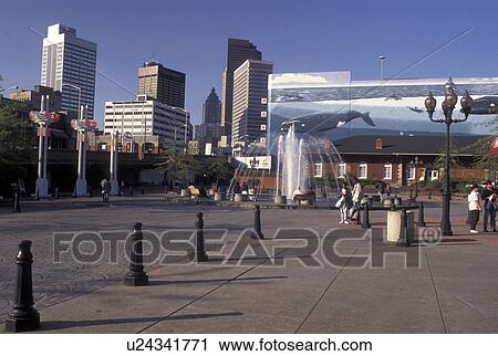 Atlanta, GA, Georgia, Public plaza outside Underground Atlanta and skyline of downtown Atlanta. View Large Photo Image Stock Image - Atlanta, GA, Georgia, Public plaza outside Underground Atlanta and skyline of downtown Atlanta.. Fotosearch