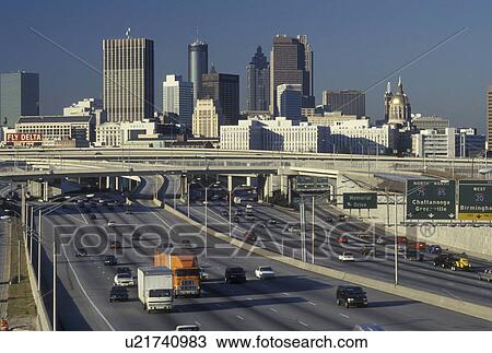 Atlanta, GA, Georgia, Skyline of downtown Atlanta along I-75/I-85 View Large Photo Image Stock Image - Atlanta, GA, Georgia, Skyline of downtown Atlanta along I-75/I-85 . Fotosearch