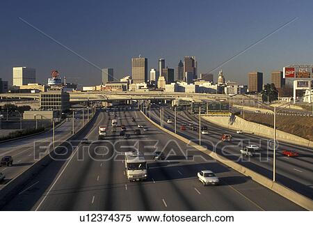Atlanta, GA, Georgia, Skyline of downtown Atlanta along I-75/I-85 View Large Photo Image Stock Photography - Atlanta, GA, Georgia, Skyline of downtown Atlanta along I-75/I-85 . Fotosearch