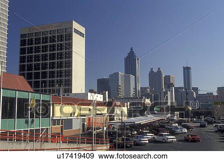 Atlanta, GA, Georgia, The Varsity Restaurant and skyline downtown Atlanta. View Large Photo Image Stock Photo - Atlanta, GA, Georgia, The Varsity Restaurant and skyline downtown Atlanta.. Fotosearch