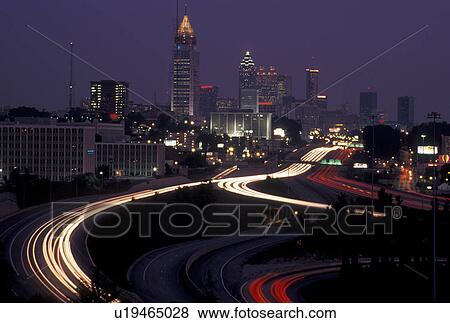 Atlanta, GA, skyline, expressway, Georgia, Downtown skyline of Atlanta and I-85 and I-75 in the evening. View Large Photo Image Stock Photo - Atlanta, GA, skyline, expressway, Georgia, Downtown skyline of Atlanta and I-85 and I-75 in the evening.. Fotosearch