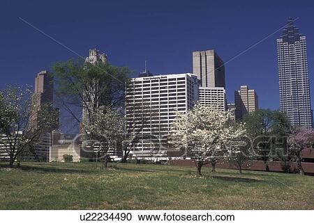 Atlanta, GA, skyline, Georgia, Skyline of downtown Atlanta in the spring. View Large Photo Image Stock Image - Atlanta, GA, skyline, Georgia, Skyline of downtown Atlanta in the spring.. Fotosearch
