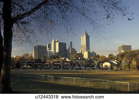 Atlanta, GA, skyline, Georgia, Skyline of downtown Atlanta from Bedford Pine Park. View Large Photo Image Stock Photo - Atlanta, GA, skyline, Georgia, Skyline of downtown Atlanta from Bedford Pine Park.. Fotosearch