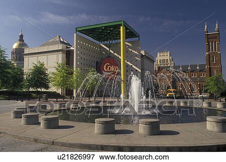 Atlanta, GA, World of Coca Cola, Underground Atlanta, Georgia, Fountain at the plaza outside World of Coca-Cola Atlanta in downtown Atlanta. View Large Photo Image Stock Photo - Atlanta, GA, World of Coca Cola, Underground Atlanta, Georgia, Fountain at the plaza outside World of Coca-Cola Atlanta in downtown Atlanta. . Fotosearch