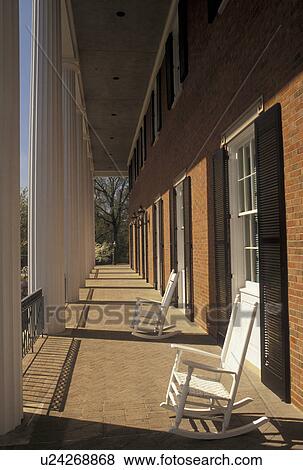 Atlanta Georgia Ga Rocking Chairs On The Front Porch Of The