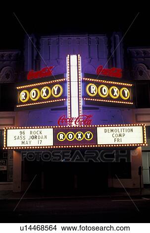 Atlanta, Roxy Theater, GA, Georgia, Buckhead, The marquee of the Roxy Theatre is illuminated at night with neon lights in Atlanta. View Large Photo Image Picture - Atlanta, Roxy Theater, GA, Georgia, Buckhead, The marquee of the Roxy Theatre is illuminated at night with neon lights in Atlanta.. Fotosearch