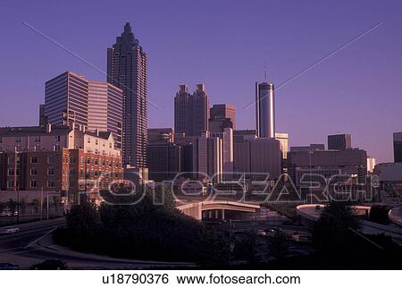 Atlanta, skyline, GA, Georgia, Skyline of downtown Atlanta at sunset. View Large Photo Image Stock Photograph - Atlanta, skyline, GA, Georgia, Skyline of downtown Atlanta at sunset.. Fotosearch