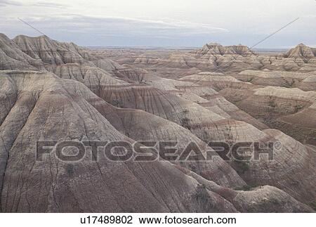 Stock Image -  Badlands National Park, SD, South Dakota, Spectacular landscape of the rock formations in Badlands Nat'l Park in South Dakota.. Fotosearch