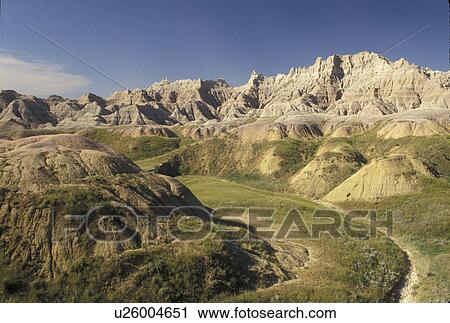 Stock Image -  Badlands National Park, SD, South Dakota, Scenic view of Yellow Mounds in Badlands Nat'l Park in South Dakota.. Fotosearch