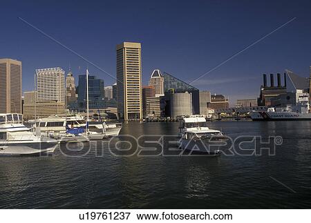 Baltimore, Maryland, MD, View of the downtown skyline of Baltimore and the Inner Harbor. View Large Photo Image Stock Photo - Baltimore, Maryland, MD, View of the downtown skyline of Baltimore and the Inner Harbor.. Fotosearch