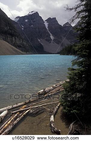Banff National Park, Canada, Alberta, Moraine Lake, Canadian Rockies, Scenic view Moraine Lake and the surrounding mountains in Banff National Park in Alberta. View Large Photo Image Stock Photo - Banff National Park, Canada, Alberta, Moraine Lake, Canadian Rockies, Scenic view Moraine Lake and the surrounding mountains in Banff National Park in Alberta.. Fotosearch