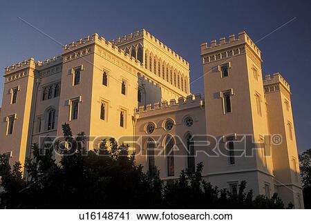 Stock Image -  Baton Rouge, Louisiana, LA, Old State Capitol Building, a Gothic Revival Castle, in the capital city of Baton Rouge.. Fotosearch