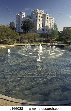 Baton Rouge, Louisiana, LA, Old State Capitol Building, a Gothic Revival Castle, with fountain in the foreground in the capital city of Baton Rouge. View Large Photo Image Stock Image - Baton Rouge, Louisiana, LA, Old State Capitol Building, a Gothic Revival Castle, with fountain in the foreground in the capital city of Baton Rouge.. Fotosearch