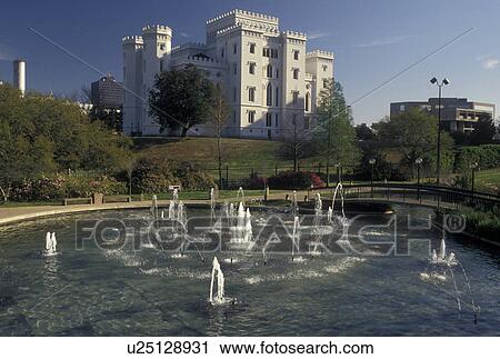 Baton Rouge, Louisiana, LA, Old State Capitol Building, a Gothic Revival Castle, with fountain in the foreground in the capital city of Baton Rouge. View Large Photo Image Stock Image - Baton Rouge, Louisiana, LA, Old State Capitol Building, a Gothic Revival Castle, with fountain in the foreground in the capital city of Baton Rouge.. Fotosearch