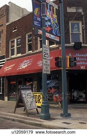 Stock Photo -  Beale Street, Memphis, TN, Tennessee, Blues clubs along Beale Street in Memphis.. Fotosearch