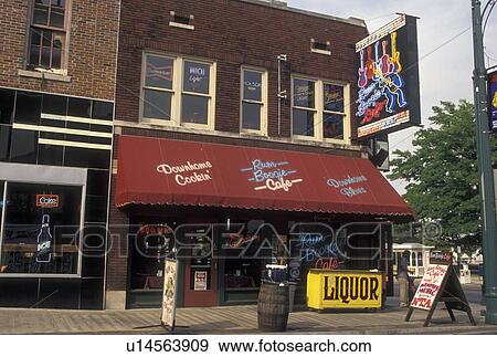 Stock Photo -  Beale Street, Memphis, TN, Tennessee, Rum Boogie CafT along Beale Street in Memphis.. Fotosearch