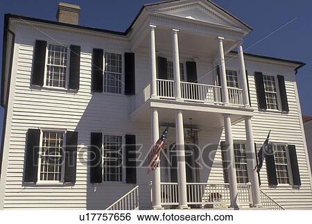 Stock Photograph -  Beaufort, South Carolina, SC, John Mark Verdier House Museum a Federal-style building in Beaufort in the spring.. Fotosearch