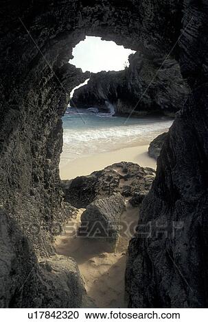 Stock Image -  Bermuda, beach, Stonehole Beach, Warwick Parish, Rocky coastline of Stonehole Bay in Warwick Parish in Bermuda. . Fotosearch