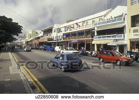 Bermuda, Hamilton, Front Street in the town of Hamilton in Bermuda., View Large Photo Image Stock Photo - Bermuda, Hamilton, Front Street in the town of Hamilton in Bermuda., . Fotosearch