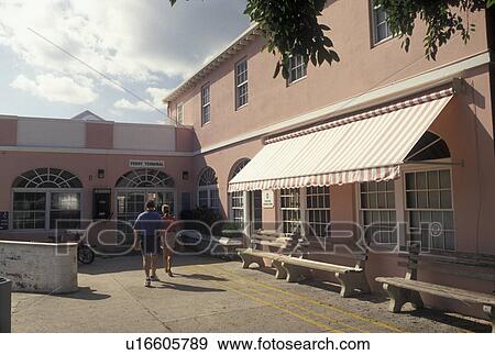 Bermuda, Hamilton, Visitor Service Bureau and Ferry Terminal in Hamilton in Bermuda., View Large Photo Image Stock Photo - Bermuda, Hamilton, Visitor Service Bureau and Ferry Terminal in Hamilton in Bermuda., . Fotosearch