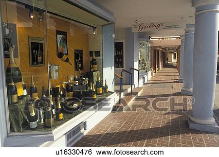 Bermuda, Hamilton, Wine & Spirit Shop along Front Street in the town of Hamilton in Bermuda., View Large Photo Image Stock Photograph - Bermuda, Hamilton, Wine & Spirit Shop along Front Street in the town of Hamilton in Bermuda., . Fotosearch