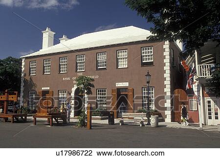 Bermuda, St. George's Parish, Bank of Butterfield Building in King's Square in St George in Bermuda., View Large Photo Image Stock Image - Bermuda, St. George's Parish, Bank of Butterfield Building in King's Square in St George in Bermuda., . Fotosearch