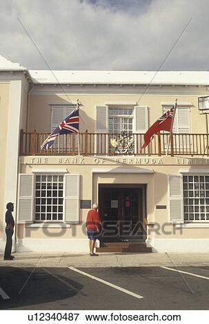 Bermuda, St. George's Parish, Bank of Bermuda in King's Square in St George in Bermuda., View Large Photo Image Stock Photo - Bermuda, St. George's Parish, Bank of Bermuda in King's Square in St George in Bermuda., . Fotosearch