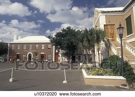 Bermuda, St. George's Parish, Old Town Hall and King's Square in St George in Bermuda., View Large Photo Image Stock Image - Bermuda, St. George's Parish, Old Town Hall and King's Square in St George in Bermuda., . Fotosearch