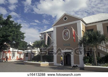 Stock Photo -  Bermuda, St. George's Parish, Old Town Hall in St George in Bermuda., . Fotosearch
