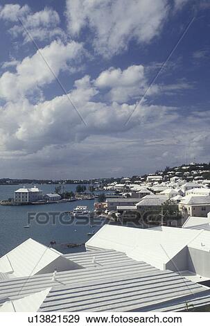 Bermuda, St. George's Parish, Scenic view of St. George and St. George's Harbor from St. George's Club in Bermuda View Large Photo Image Stock Photo - Bermuda, St. George's Parish, Scenic view of St. George and St. George's Harbor from St. George's Club in Bermuda . Fotosearch