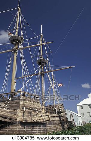 Bermuda, St. George's Parish, The Deliverance Replica on Ordinance Island in St George in Bermuda., View Large Photo Image Stock Photography - Bermuda, St. George's Parish, The Deliverance Replica on Ordinance Island in St George in Bermuda., . Fotosearch