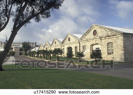 Stock Image -  Bermuda, The West End, Sandy's Parish, Royal Naval Dockyard at the end of Ireland Island in Sandy's Parish in Bermuda. . Fotosearch
