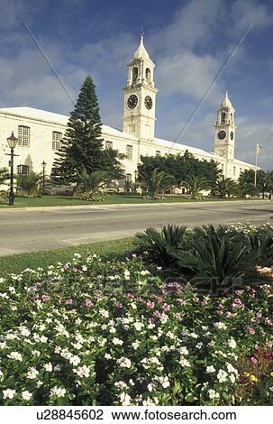Bermuda, The West End, Sandy's Parish, Clocktower at the Royal Naval Dockyard at the end of Ireland Island in Sandy's Parish in Bermuda. View Large Photo Image Stock Image - Bermuda, The West End, Sandy's Parish, Clocktower at the Royal Naval Dockyard at the end of Ireland Island in Sandy's Parish in Bermuda. . Fotosearch